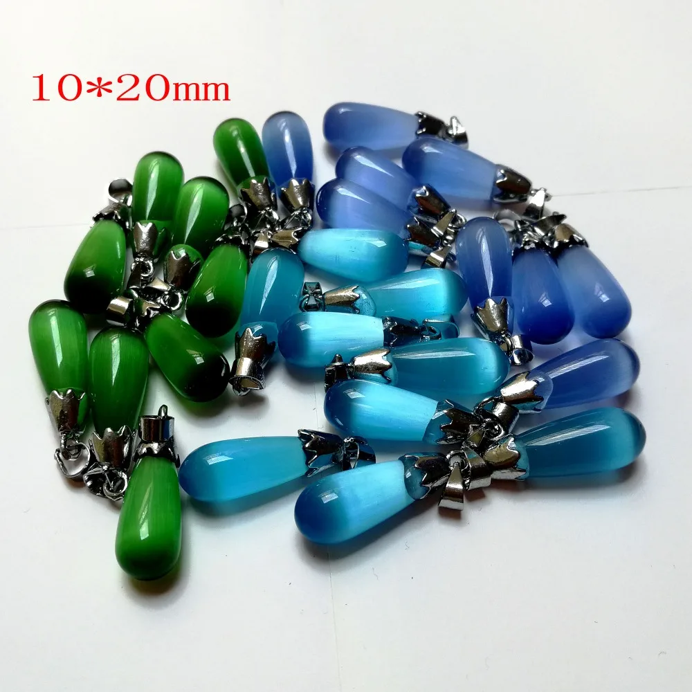 

10pcs natural cat eye water drop Stone Pendant Charms Jewelry fit DIY Necklace Earrings Making