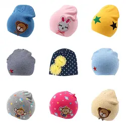 Милая детская шапка в горошек для новорожденных девочек мультфильм Медведь Кролик Benaie Hat Мягкая хлопковая для новорожденных шапка для