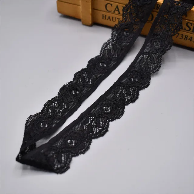 Black stretch elastic lace ribbon Tape 25mm wide Trims lace trimmings For Sewing african lace