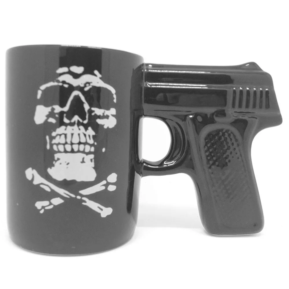1Piece 3D Gun Handle Mug Pistol Skull Office Ceramic Coffee Milk Tea