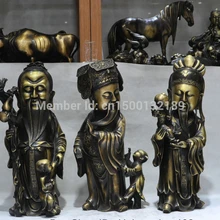 Xd 00118 2" китайского бронзового 3 Бог долголетия фу, Лу, шоу жизни богатство хорошее Статуэтка на удачу, комплект