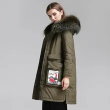 Большой воротник из натурального меха енота, зимняя женская куртка, 90% белый утиный пух, куртки с капюшоном, утепленная парка, женский пуховик