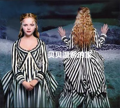 

Sleepy Hollow Black and White Striped Dress Halloween Cosplay Costume Custom Made