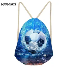 INSTANTARTS 3D Ball Print Women Men Mini Backpack Casual Portable Drawstring Bags Soccerly Basket Ball Light Schoolbag Satchel