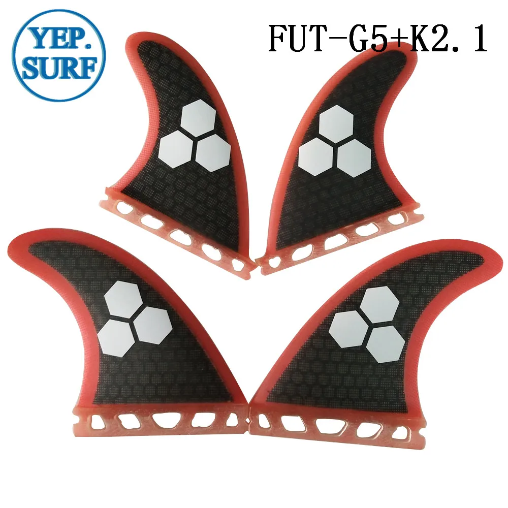 4 шт. Future Quad Fin G5 + K2.1 Honeycomb Surf черный и красный с логотипом плавник для серфинга Quihas