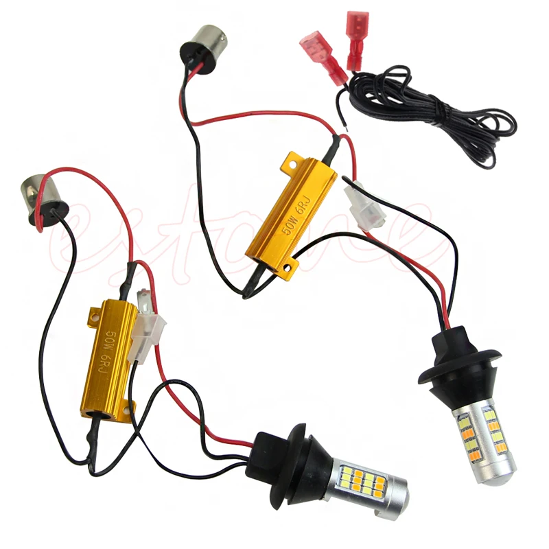 

2Pcs Dual-Color BAU15S 2835 42LED 50W Switchback LED DRL Turn Signal Lamp Light Kit