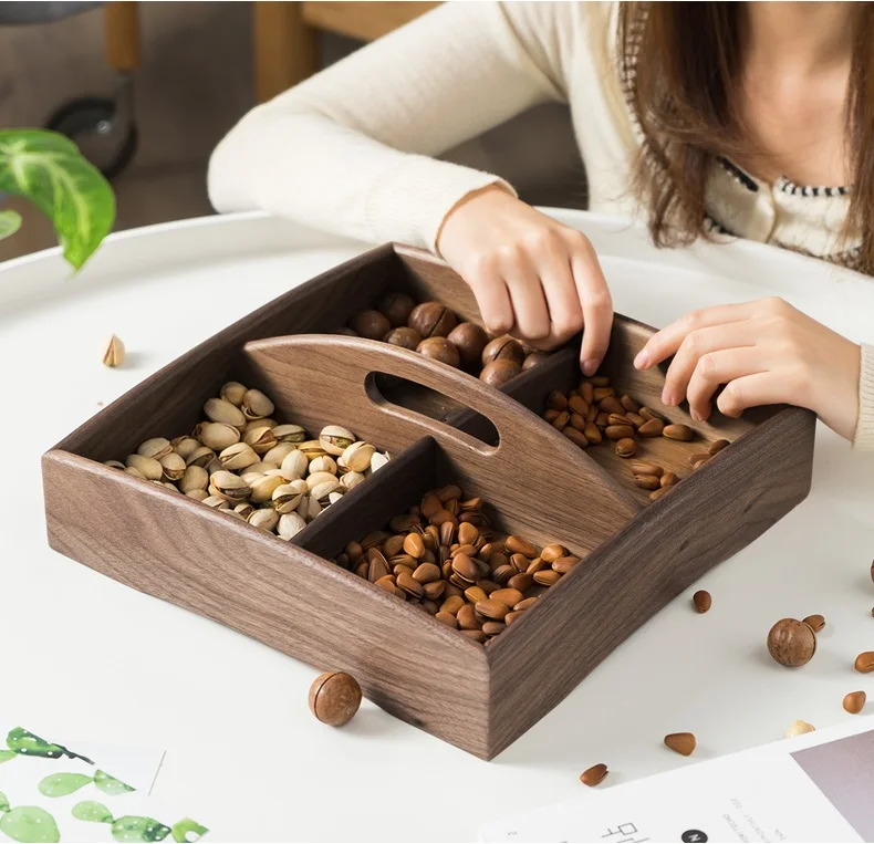 Solid wood dried fruit box European modern snack tray with candy tray living room family creative tray fruit tray Solid wood dried fruit box European modern snack tray with candy tray living room family creative tray fruit tray