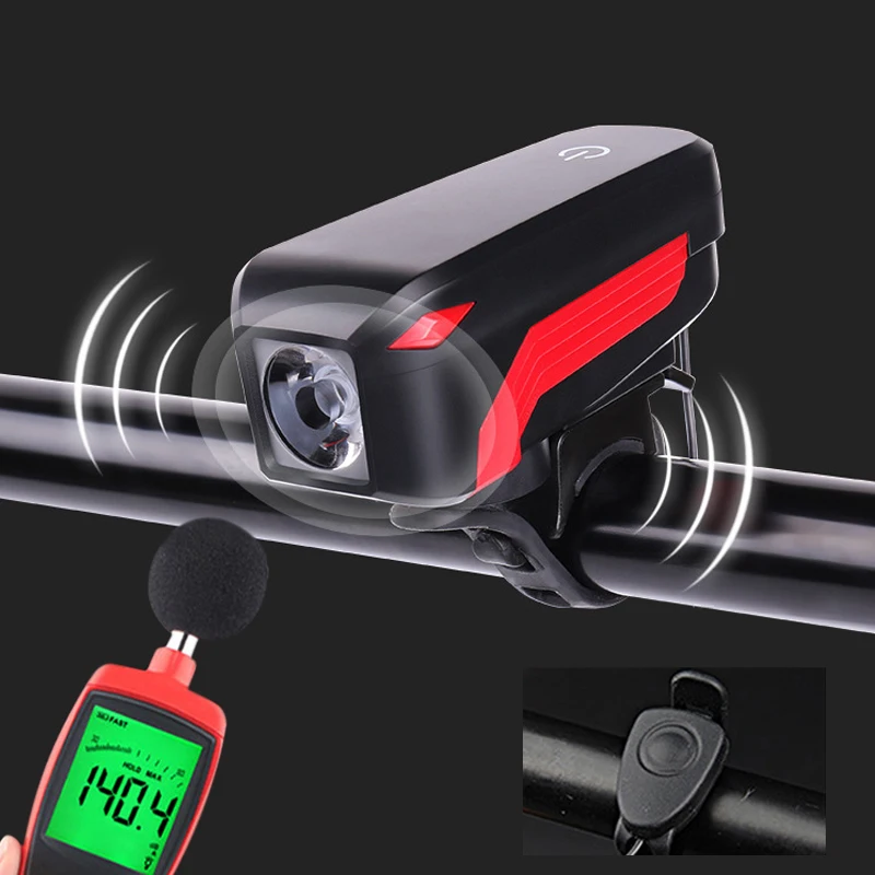 Waterproof 2 in 1 Bicycle Bell Light T6 Front Bike Light USB Charging
