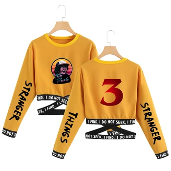 

Stranger Things Sweatshirts Harajuku Long Sleeve Crop Top Women Cotton Spring Fashion Casual Sexy Streetwear Female Crop Tops