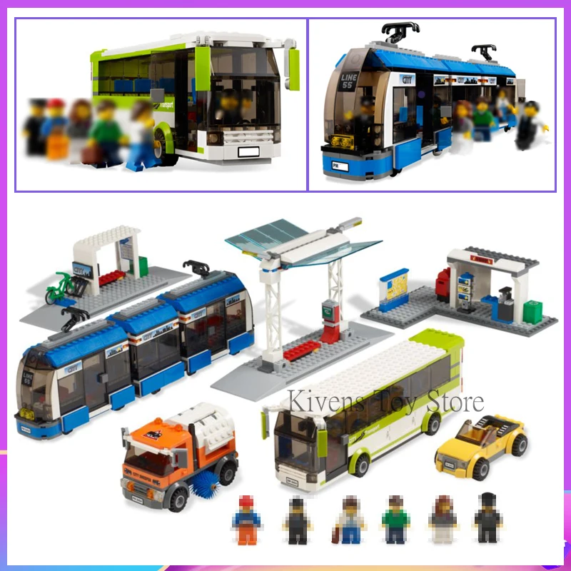 

IN STOCK Public Transport Station Set Bus Train Bricks Building Blocks Toy 8404 02023 City 968pcs