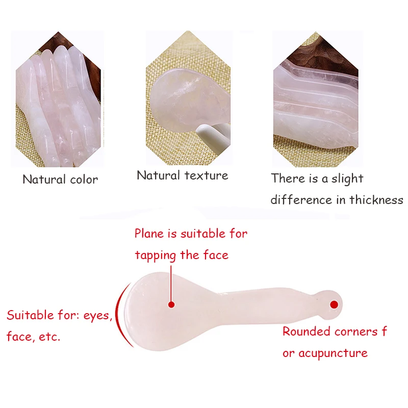 Китайская традиционная гуаша Спа Лицо спины массаж ног скребок для иглоукалывания оздоровительный массаж инструмент натуральный розовый кварц