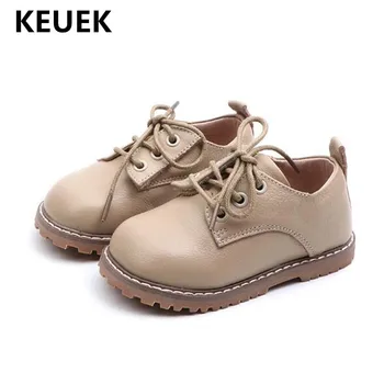 

New Children Leather Shoes Spring/Autumn Boys Genuine Leather Toddler Black Single Shoes Baby Student Kids Dress Flats 018
