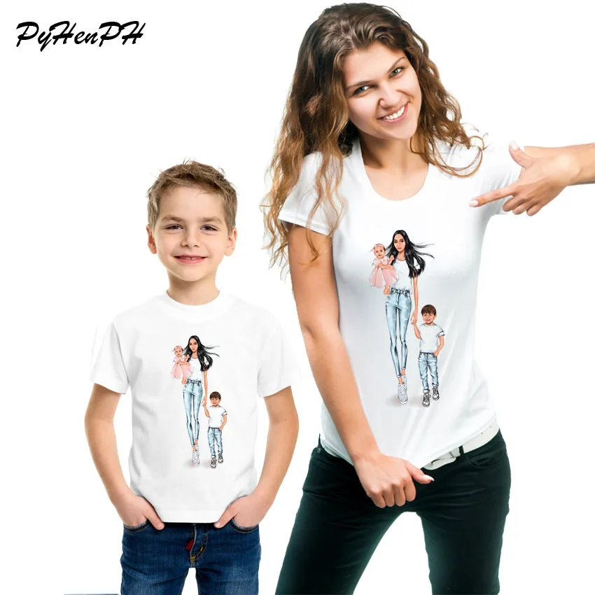 

New 2019 Family Matching Clothes T Shirt Mother's day Gift Casual Lovely Mother And Son clothes Matching Family Outfit Tops