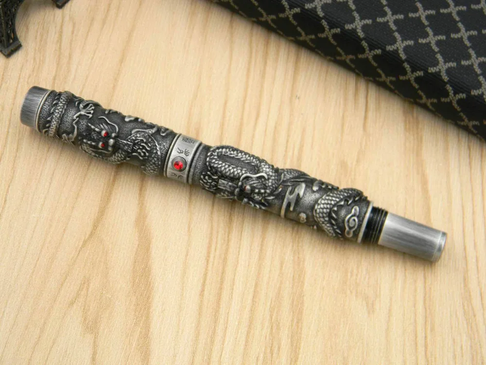 JINHAO роскошный высокого класса тонкой торговли рельеф серый дракон китайский подарок Ручка-роллер