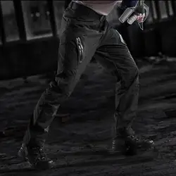 Мужские тактические брюки много карманов эластичные военные городские коммутационные брюки мужские уличные охотничьи брюки карго черные