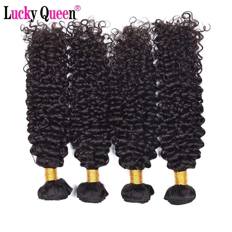 Бразильские кудрявые вьющиеся волосы Remy человеческие волосы переплетения пучки натурального цвета могут быть окрашены Lucky искусственные волосы Queen Hair