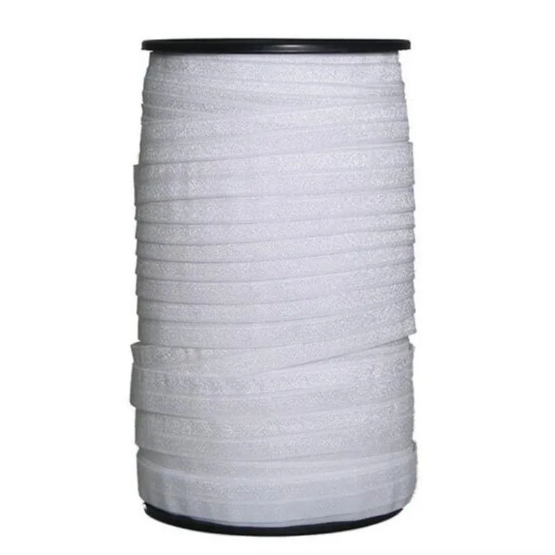 

(5/8")16mm width shiny white fold over elastic , high quility elasticity elastic for hair headbands,100 yard 1 roll AA7646