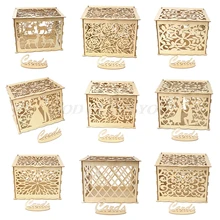 Card-Box Lock Money-Box Wedding-Decoration-Supplies Wooden Wedding-Gift Birthday-Party