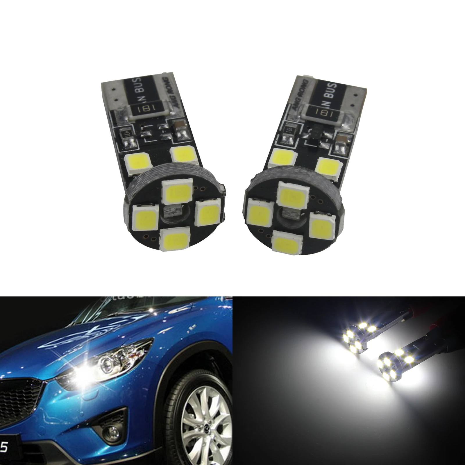 ANGRONG 1 пара T10 W5W 194 ксеноновые белые CANBUS 8 SMD светодиодные клиновидные