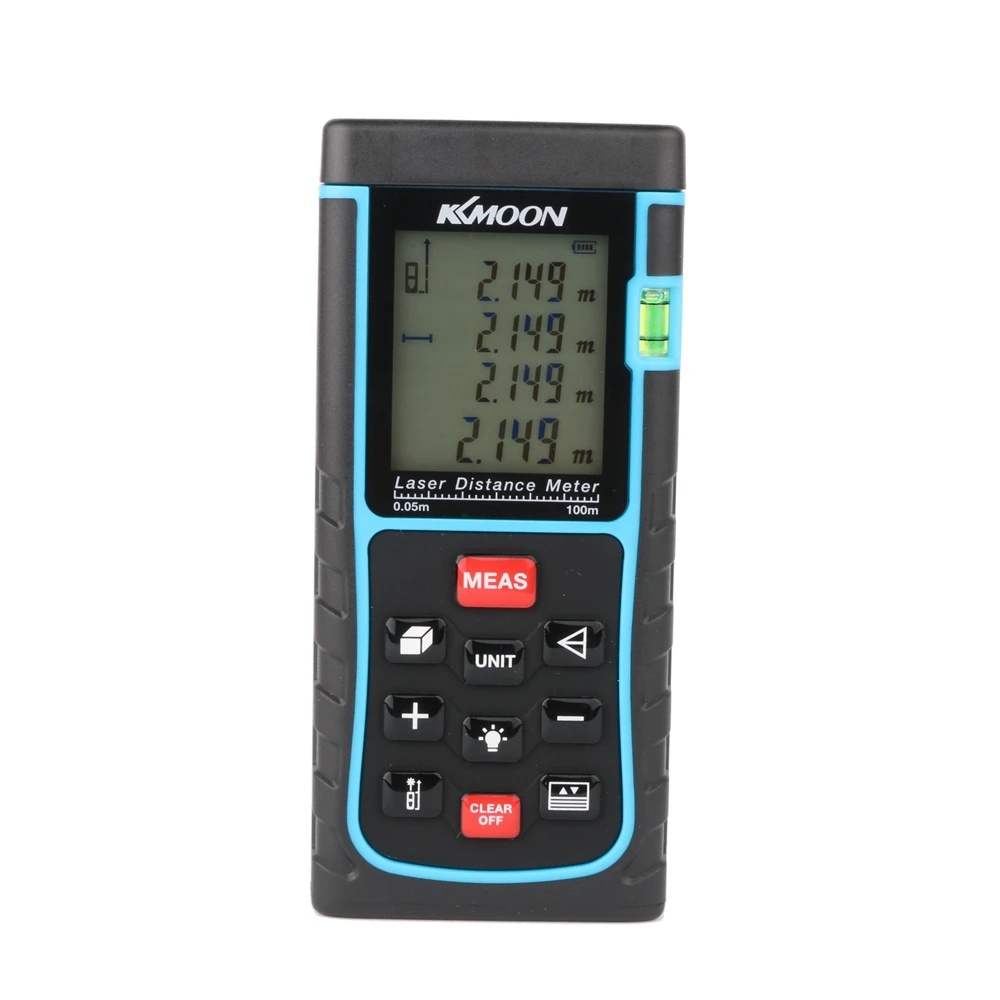 

KKMOON Laser Rangefinder 100m/328ft Digital Laser Distance Meter Range Finder Measure Distance Area Volume with Bubble Level