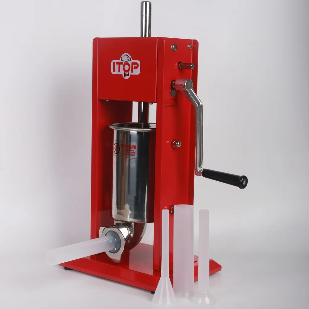 ITOP Commercial Food Filling Machine 3L Sausage Stuffers Meat Food Double Speeds Manual Sausage Fillers With 4 Funnels