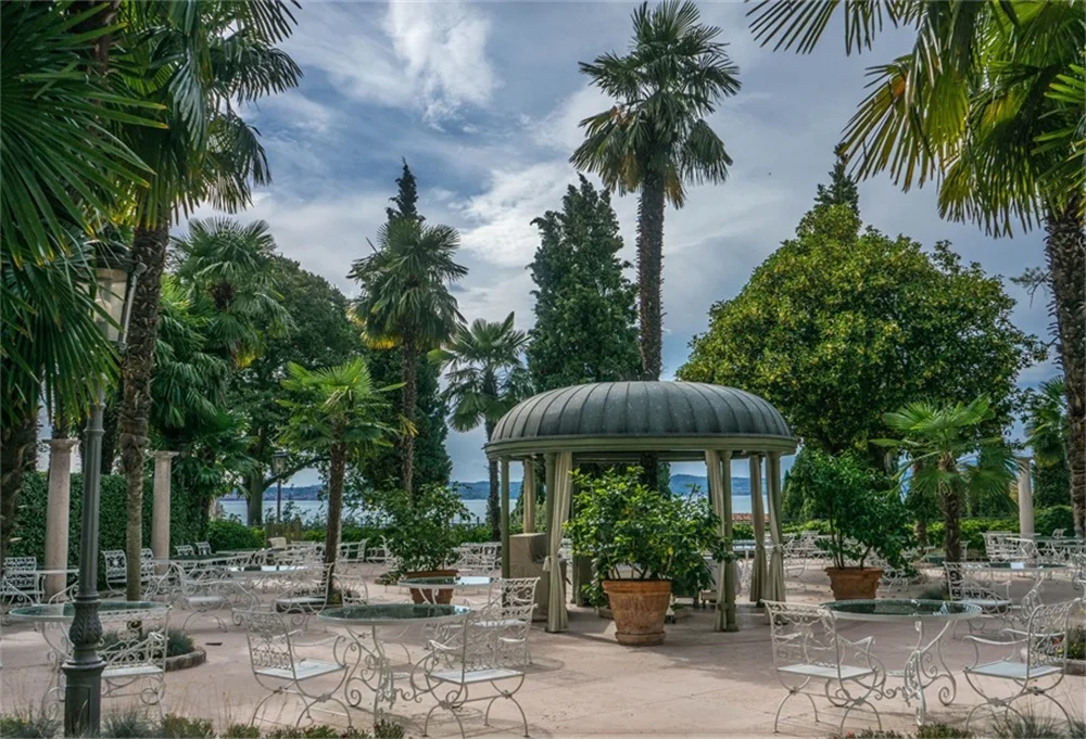 Laeacco Sea Beach Palm Trees Desk Chairs Scenic Photography Backgrounds Customized Photographic Backdrops For Photo Studio | Электроника