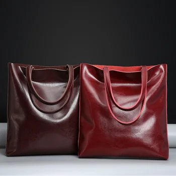 

Genuine Leather Handbags Big Women Totes Female Fashion Designer Shopping Bags High Quality Office Ladies Shoulder Bags Bucket