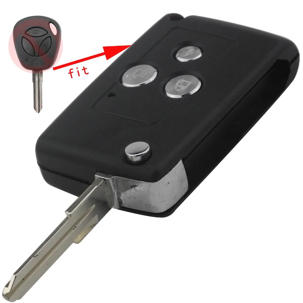 

jingyuqin New Design 3 Buttons Modified Flip Folding Replacement Car Blank Key Shell For Lada Remote Case Cover Fob