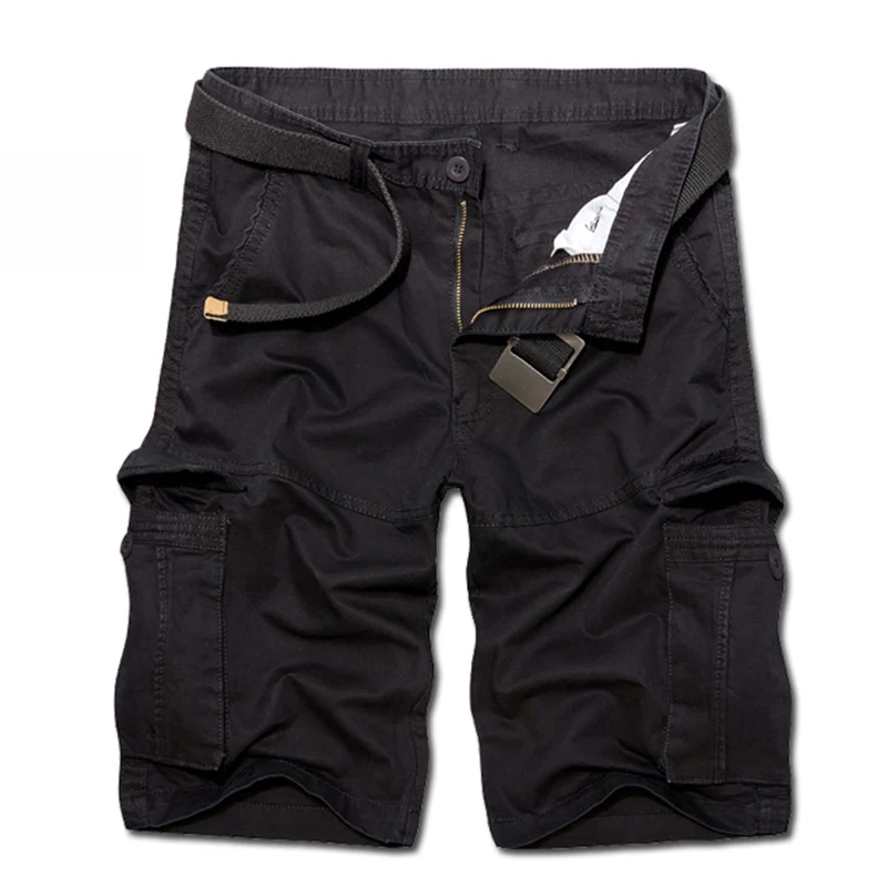 Весна Лето Новые мужские повседневные хлопковые шорты с несколькими карманами модные однотонные пляжные шорты-бермуды мужские Размеры 29-40