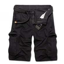 Весна Лето Новые мужские повседневные хлопковые шорты с несколькими карманами модные однотонные пляжные шорты-бермуды мужские Размеры 29-40