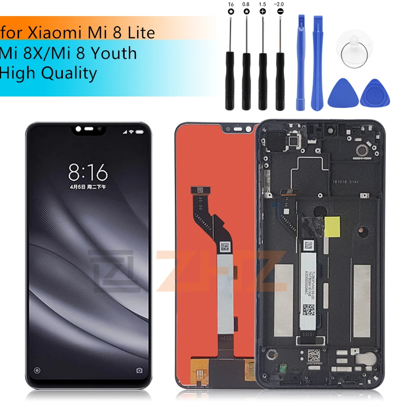 LCD DISPLAY XIAOMI MI8 MI 8 LITE NERO 6.26 TOUCH SCREEN VETRO SCHERMO MONITOR
