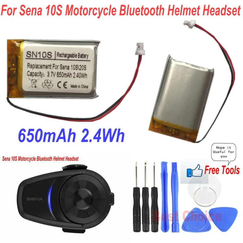 3,7 V 650mAh литий-ионная аккумуляторная батарея для Sena 10S мотоциклетная Bluetooth гарнитура для шлема+ Бесплатные инструменты