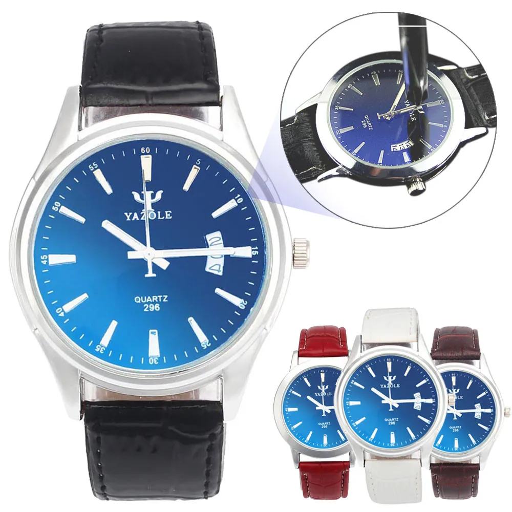 YAZOLE Mens women watches cheap Waterproof Date Wristwatches Leather