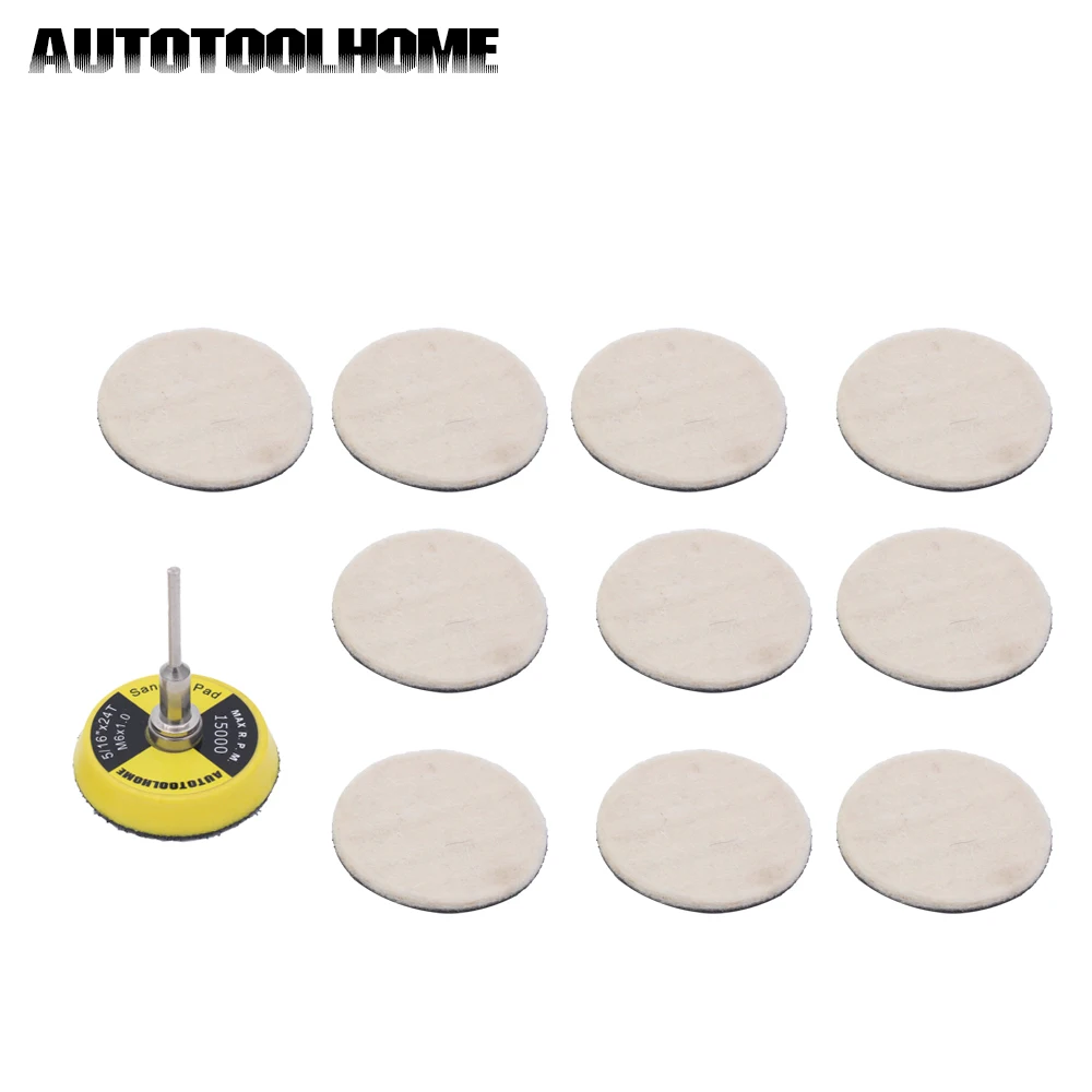 11pcs 2&quot 50mm Wool Felt Polishing Pad with 3mm Mandrel Grinding Buffing Wheel For Dremel 3000 Woodworking Tools Accessories |