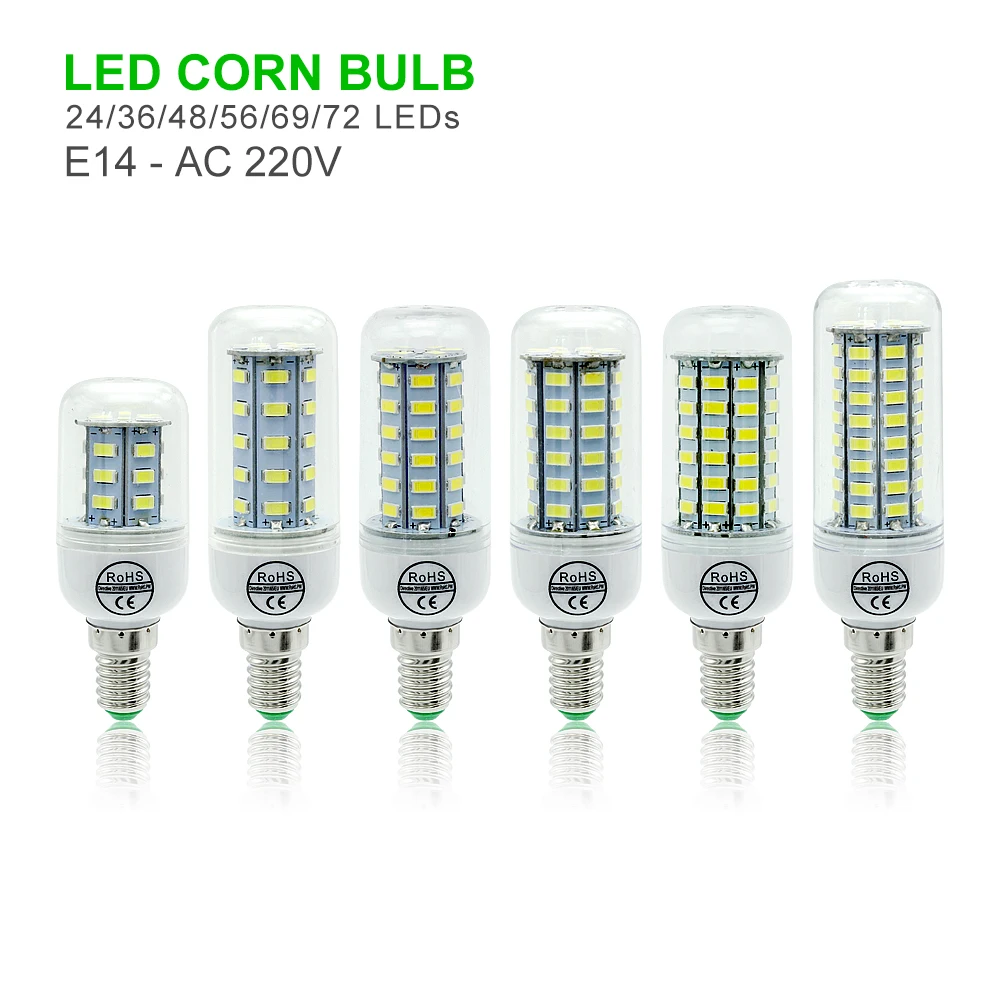 Светодиодсветильник лампочка E27 E14 B22 G9 Gu10 5730 SMD 220V 230V кукурузная лампа теплый