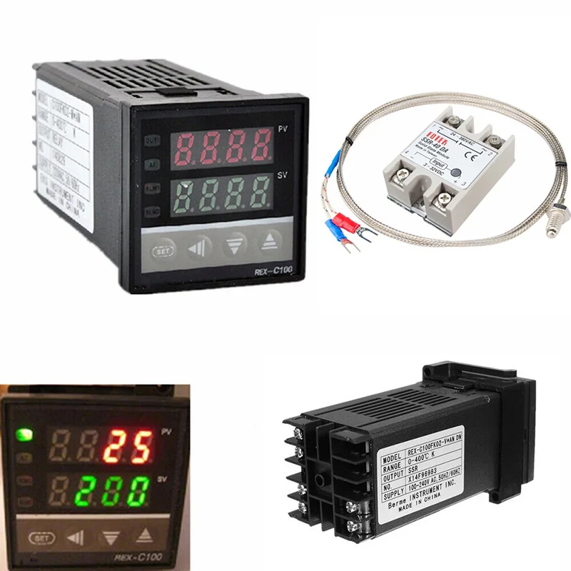 Новый цифровой PID REX C100 регулятор температуры отрегулированный Макс 40А SSR K