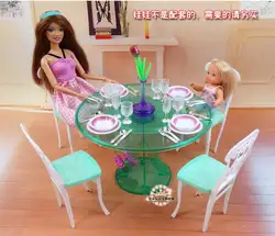 Новый Рождественский подарок игровой дом игрушки для детей мебели для куклы Обеденная набор для куклы Барби, аксессуары для Барби