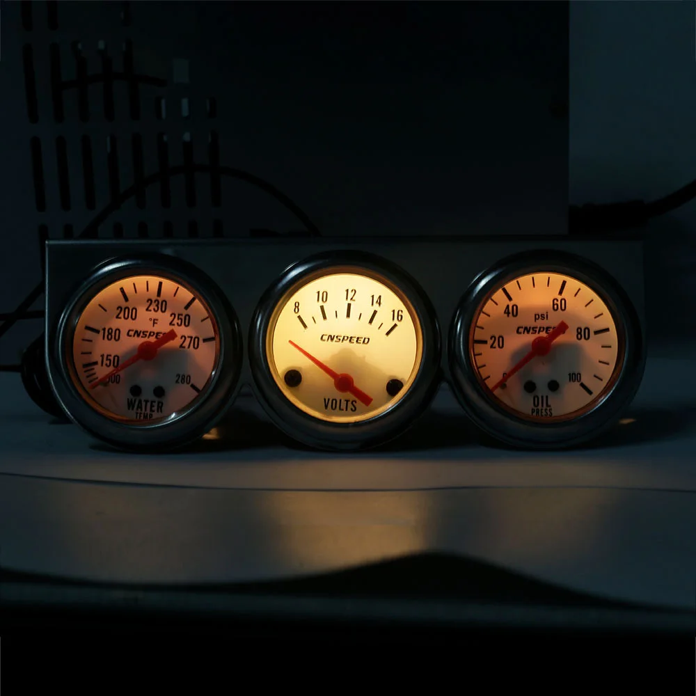 Car Gauge Chrome Holder Oil Temperature / Water Temp / Oil Press Gauges