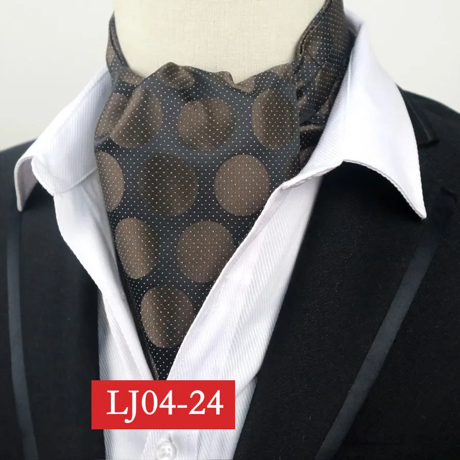 YISHLINE мужской красный фиолетовый черный в горошек модный официальный Шелковый шейный платок Аскот галстук джентльмен самозавязывающийся полиэфирный шелковый галстук - Цвет: LJ04-24