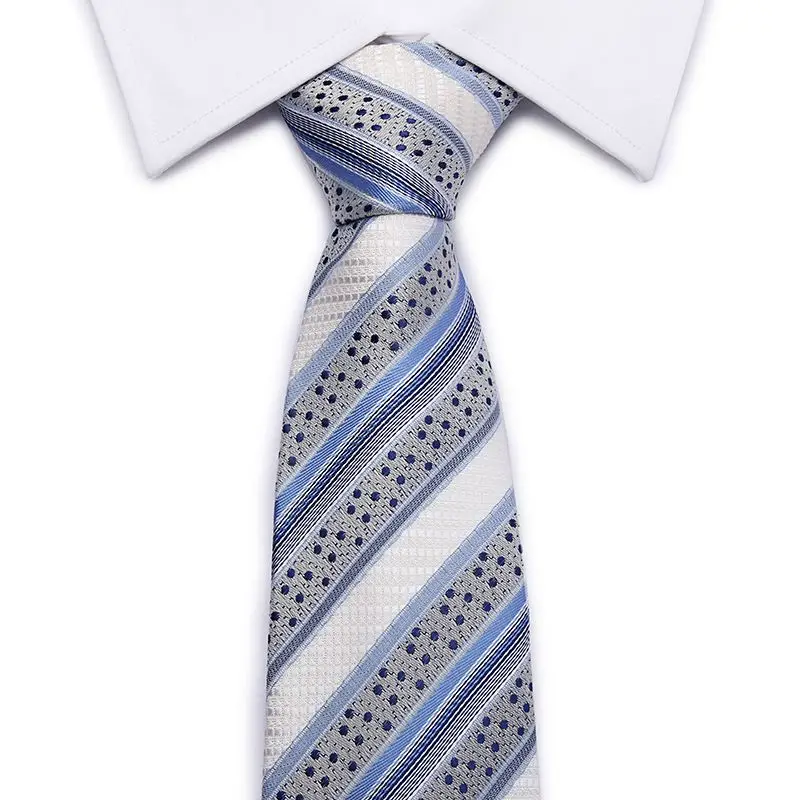 Высококачественный модный синий белый клетчатый галстук для мужчин 8 см Ширина группа галстук подходит для свадебной вечеринки галстук для мужчин corbatas L10028-7 - Цвет: 11