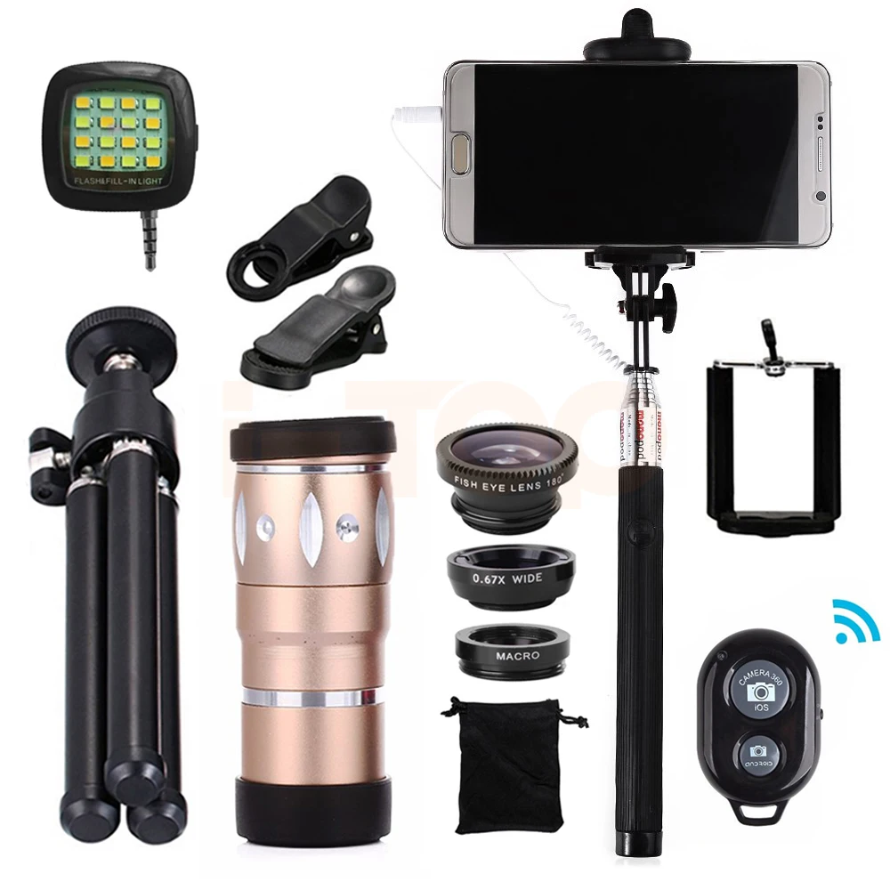 All in 1 10x Zoom Telephoto Lens Fisheye Wide Angle Macro Lenses Microscope For Xiaomi mi6 Cell