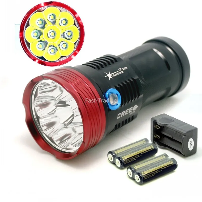 14000Lm SkyRay 6x CREE XM-L T6 LED Flashlight Torch Lamp 4*18650 Battery Charger 