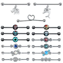 1 шт. стальные Промышленные Штанги Пирсинг Orelha хряща спираль прокалывания ушей пирсинг Серебряный бар леса уха украшения для ушного хряща