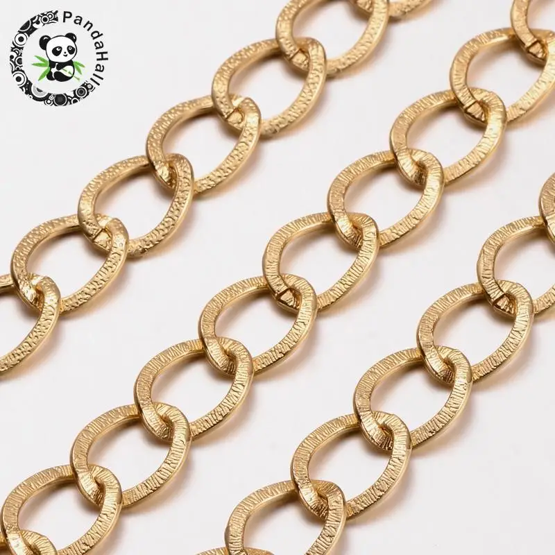 Aluminium Chain, Golden, Link about 15mmx20mmin Jewelry Findings