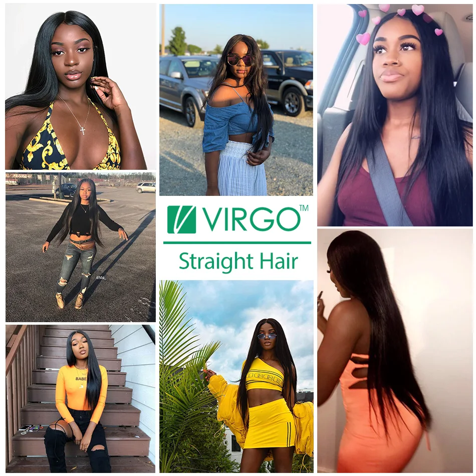 Volys Virgo Peruvian Straight Hair Bundles With Closure 3 Bundle Remy Weave Human Hair Bundles With Closure 4 pcs/lot