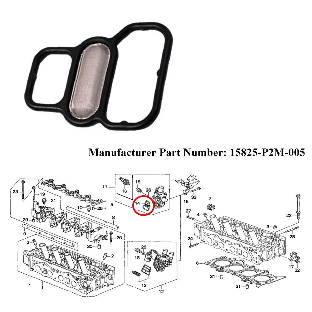 

JEAZEA 15825-P2M-005 15825P2M005 Variable Timing Spool Solenoid Valve Filter Gasket For Honda Civic