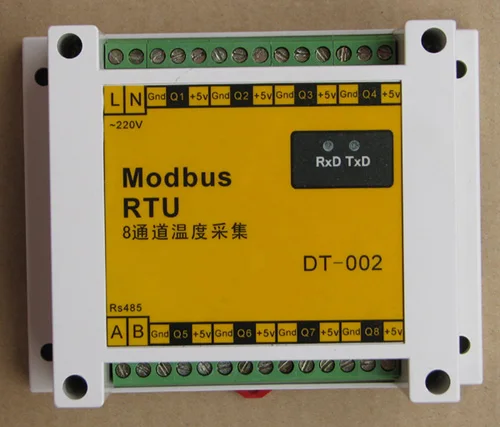 

Modbus 8 way temperature acquisition module 485 interface 18B20 can communicate with PLC communication temperature curve.
