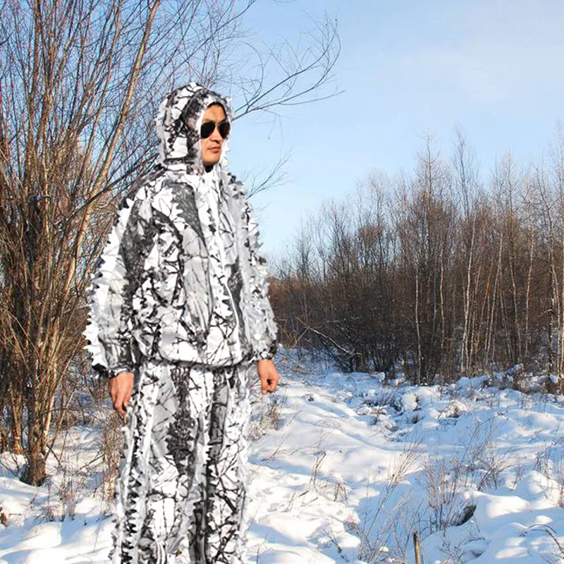 White Snow Camouflage Ghillie Suit Hunting Bionic Color Hunting Clothes Ski Suit 