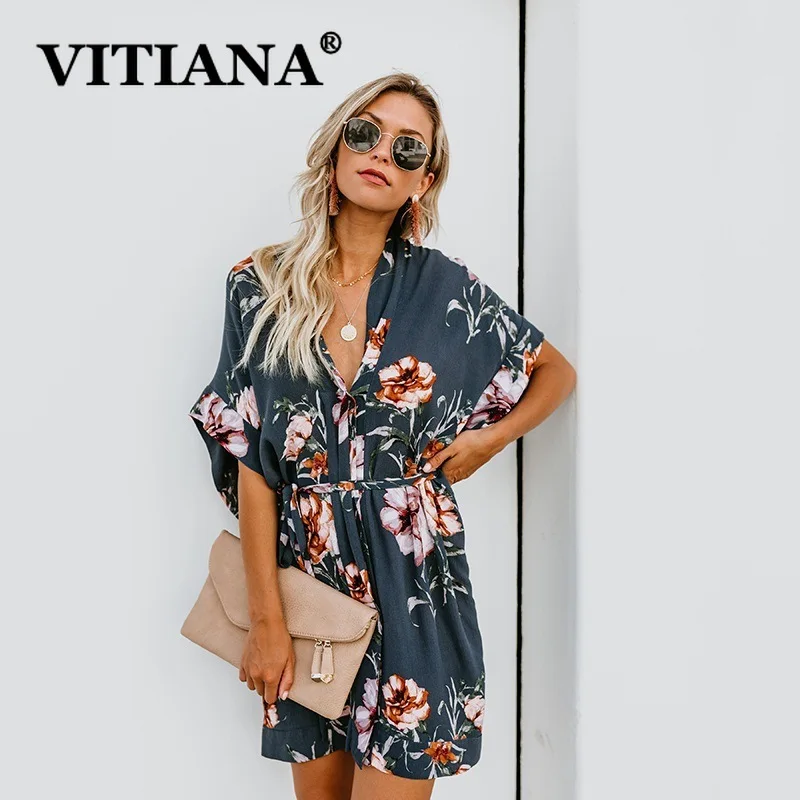 VITIANA женское богемное пляжное сексуальное Вечерние Платье Лето 2019 Женский печати