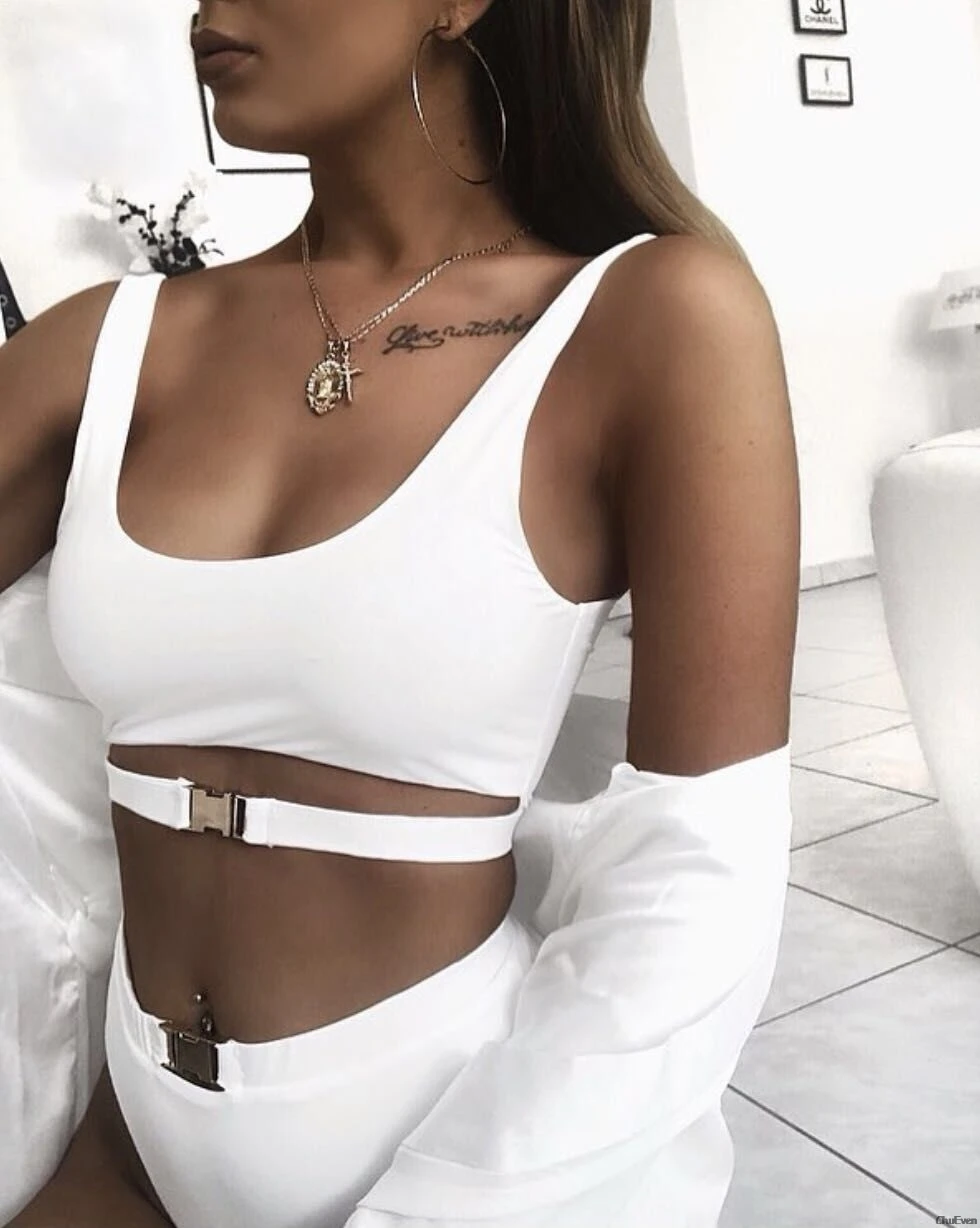 

Women Bikini Set 2019 Sexy Swimsuit High Cut Buckles Plunge Beach Swimwear Women Swimsuit Bathing Suit Brazilian Maillot de Bain